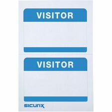 SICURIX Visitor Adhesive Badges 2 Per Sheet 100 Pack White