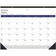 Blueline DuraGlobe Monthly Desk Pad Calendar, 22"x 17" , English