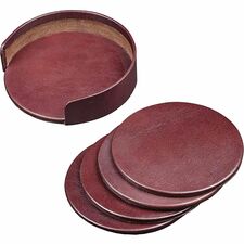 Dacasso Leather Coasters - Set of 4 with Holder