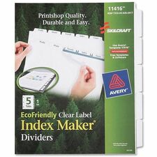 SKILCRAFT® Index Maker 5-Tab Dividers