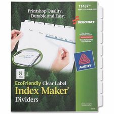 SKILCRAFT® Index Maker 8-Tab Dividers