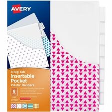 Avery Big Tab Plastic Dividers with Pockets, 8-Tab