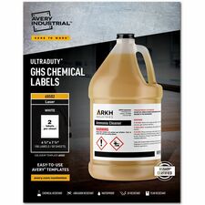 Avery® UltraDuty GHS Chemical Labels 4¾" x 7¾" , Permanent Adhesive, for Laser Printers