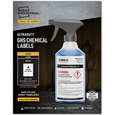 Avery® UltraDuty GHS Chemical Labels 3½" x 5" , for Laser Printers