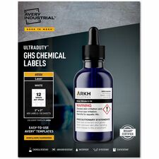Avery® UltraDuty GHS Chemical Labels 2" x 2" , Permanent Adhesive, for Laser Printers