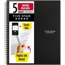 Five Star Wirebound Black 5-subject Notebook