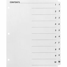Business Source Table of Content Quick Index Dividers