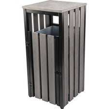 Lorell Faux Wood Outdoor Waste Bin