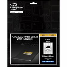 Avery® PermaTrack Tamper-Evident Asset Tag Labels, 3/4" x 1-1/2" , 320 Asset Tags