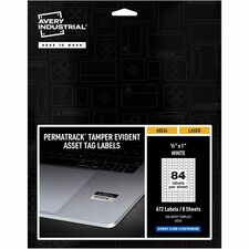Avery® PermaTrack Tamper-Evident Asset Tag Labels, 1/2" x 1" , 672 Asset Tags