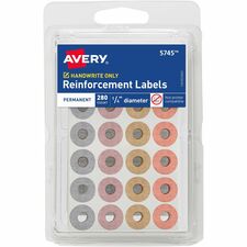 Avery® Reinforcement Stickers, 1/4" , Metallic, 280 Total (5745)