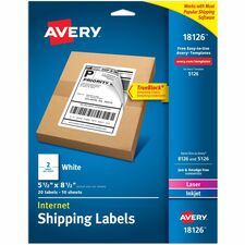 Avery® Internet Shipping Labels, 5-1/2" x 8-1/2" , 20 Labels (18126)
