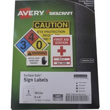 SKILCRAFT® Avery Surface Safe Sign Labels