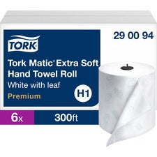 TORK Matic Extra Soft Hand Towel Roll White with Blue Leaf H1