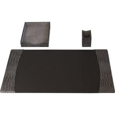 Protacini Castlerock Gray Italian Patent Leather 3-Piece Desk Set