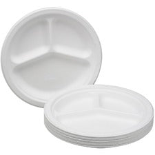 SKILCRAFT Triple Compartment Paper Plates