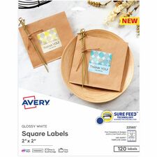 Avery® Sure Feed Glossy White Square Labels