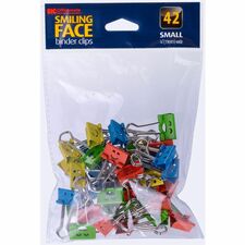 Officemate Smiling Face Binder Clips, Small, Asst Color, 42 Pcs