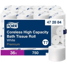 TORK Coreless High-Capacity Toilet Paper Roll White T7