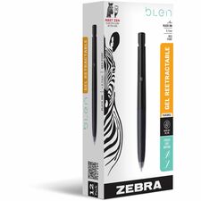 Zebra Pen bLen Retractable Gel Black Barrel 0.7mm Dozen