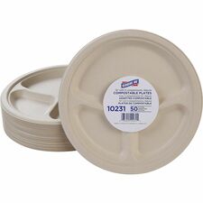 Genuine Joe 10" 3-Compartment Compostable Plates
