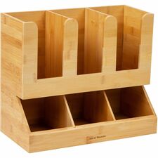 Mind Reader 6-Compartment Cup/Lid Bamboo Organizer