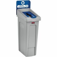 Rubbermaid Commercial Slim Jim Recycling Station 1-Stream Mixed Recycling, 23 Gal