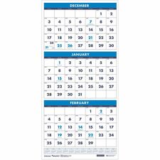 SKILCRAFT® 3-Month Vertical-View Wall Calendar