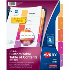 Avery Ready Index Table of Content Dividersfor Laser and Inkjet Printers