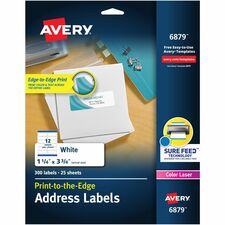 Avery Print to the Edge Shipping Label 1-1/4"x3-3/4" 300 Labels (6879)