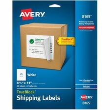 Avery® TrueBlock Shipping Labels, 8-1/2" x 11" , 25 Labels (8165)