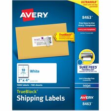 Avery® Shipping Labels, Sure Feed, 2" x 4" 1,000 White Labels (8463)