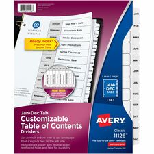 Avery® Ready Index Binder Dividers - Customizable Table of Contents
