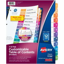 Avery Ready Index Table of Content Dividers for Laser and Inkjet Printers