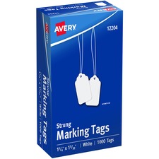 Avery® Marking Tags, Strung, 1-3/4" x 1-3/32" , 1,000 Tags (12204)