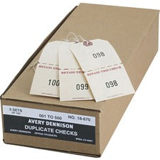 Avery® Duplicate Auto Park Tags, Manila, Strung, 4-3/4" x 2-3/8" , 500 Tags (18670)