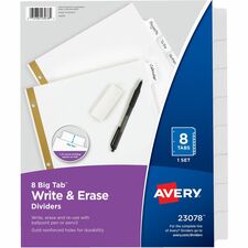 Avery Big Tab Write & Erase Dividers 8 Tabs 8 tabs