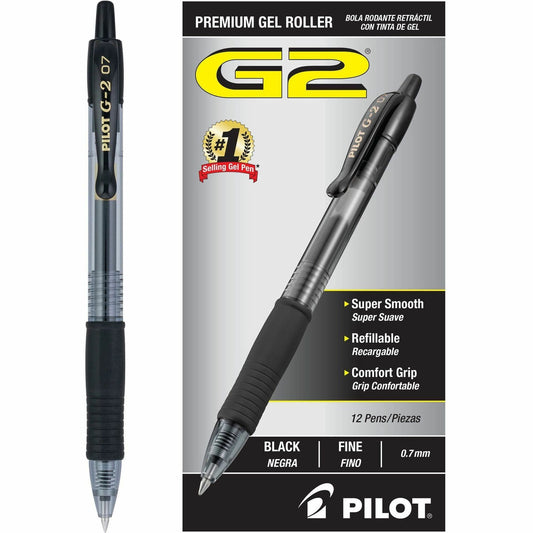 Pilot G2 Retractable Gel Ink Rollerball Pens (Black)