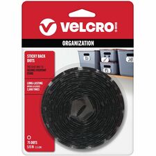 VELCRO® Sticky Back 5/8in Circles Black 75 ct